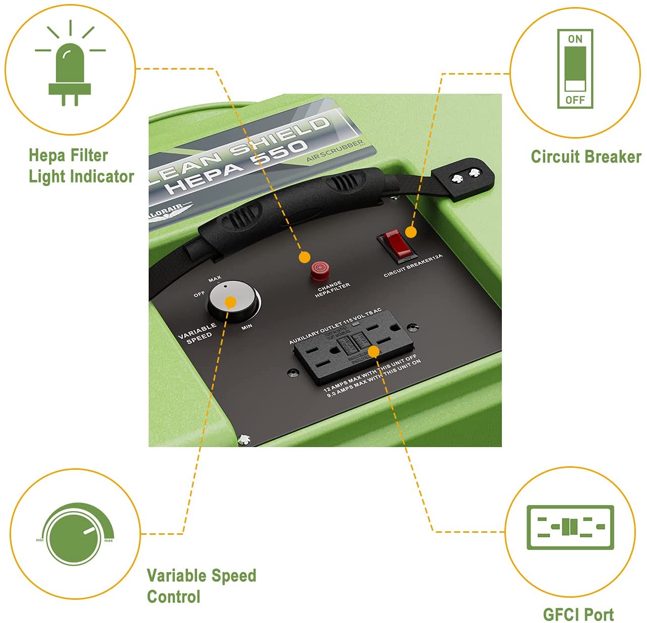 AlorAir HEPA 550 Air Scrubber Commercial/ Residential Commercial, 3-Stage HEPA Filtration,  Water Damage Restoration